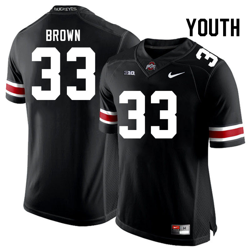 Ohio State Buckeyes Devin Brown Youth #33 Black Authentic Stitched College Football Jersey